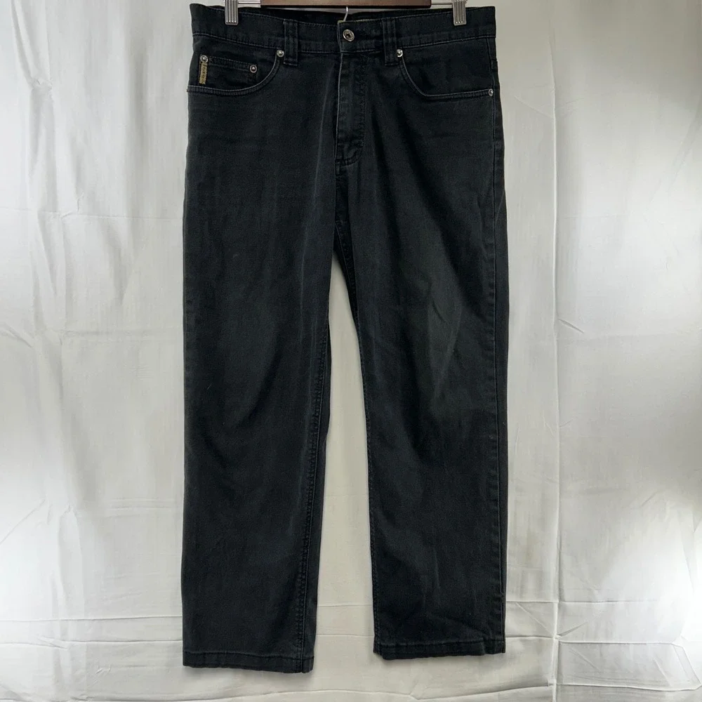 Armani Jeans Straight Leg Denim Mens 31x27 Black Made in Italy Eagle Logo